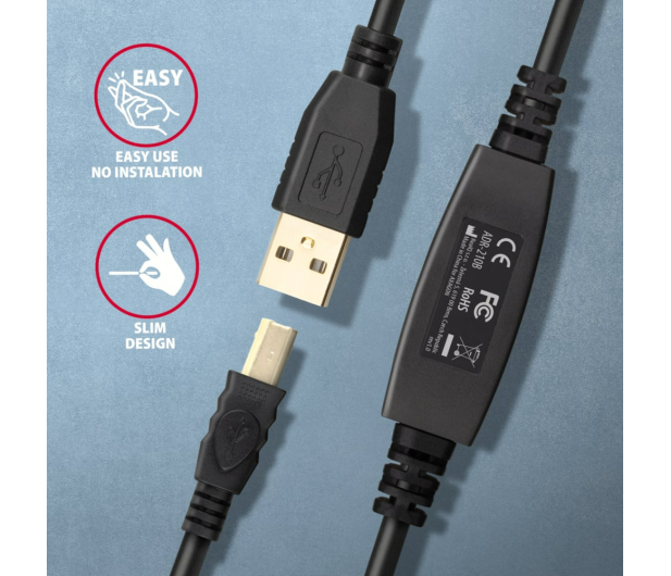 AXAGON ADR-210B USB 2.0 A-M -> B-M Aktywny kabel połączeniowy/wzmacniacz 10m - 1485413 - zdjęcie 4